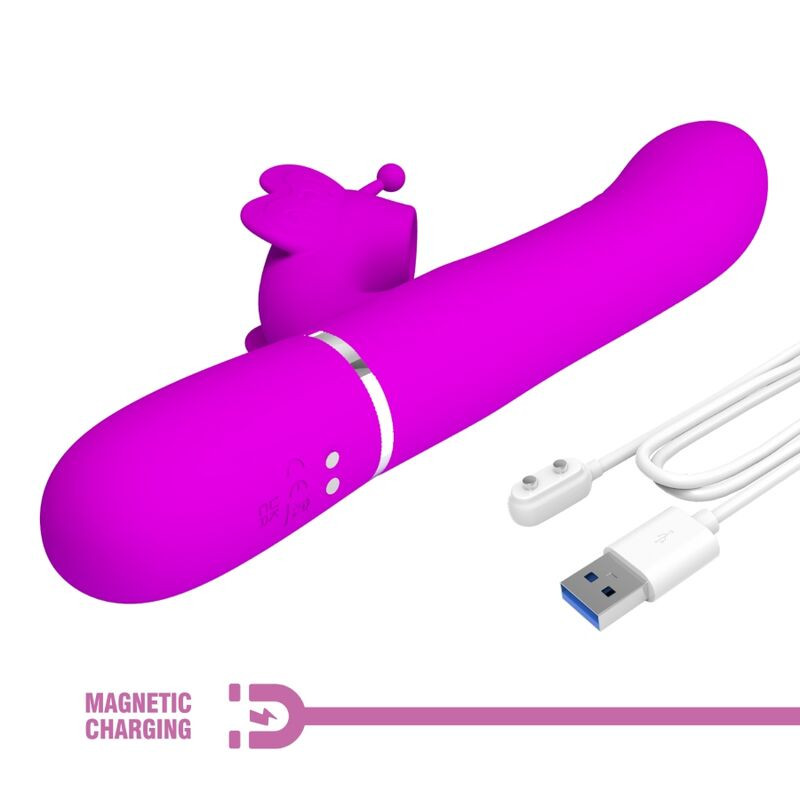 Pretty Love - Multifunction Rabbit Vibrator 4 In 1 Butterfly Fuchsia 8