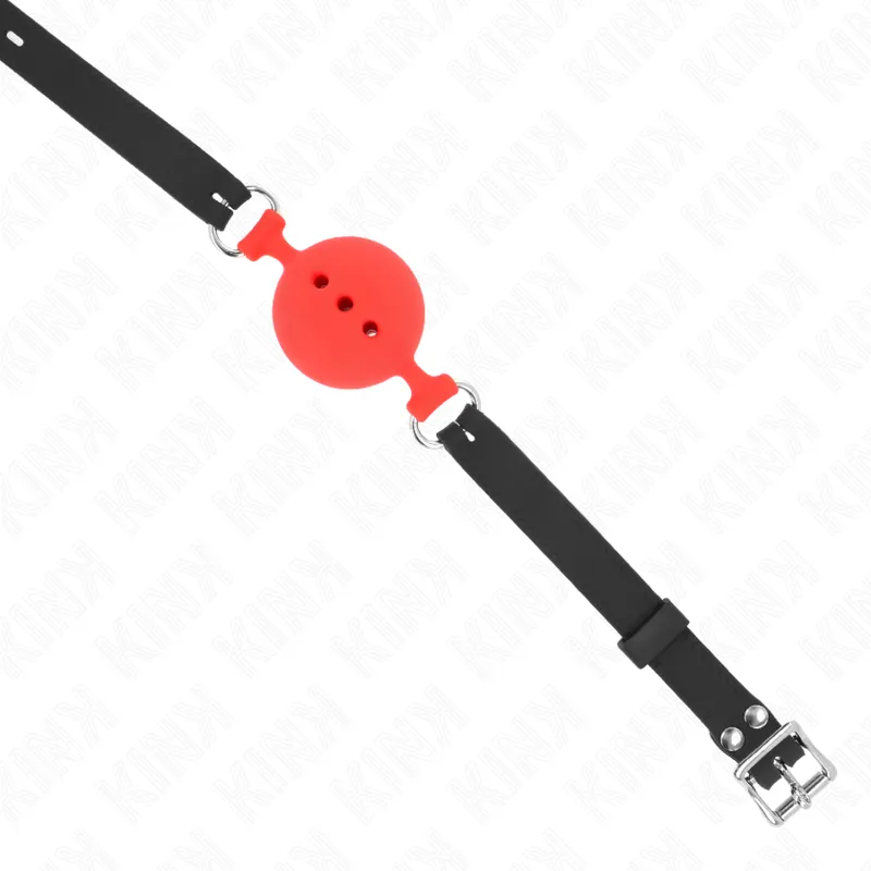 Kink - Full Silicone Gag 55 X 2 Cm With 5 Cm Ball Size L Red Adjustable 35-51 Cm 3