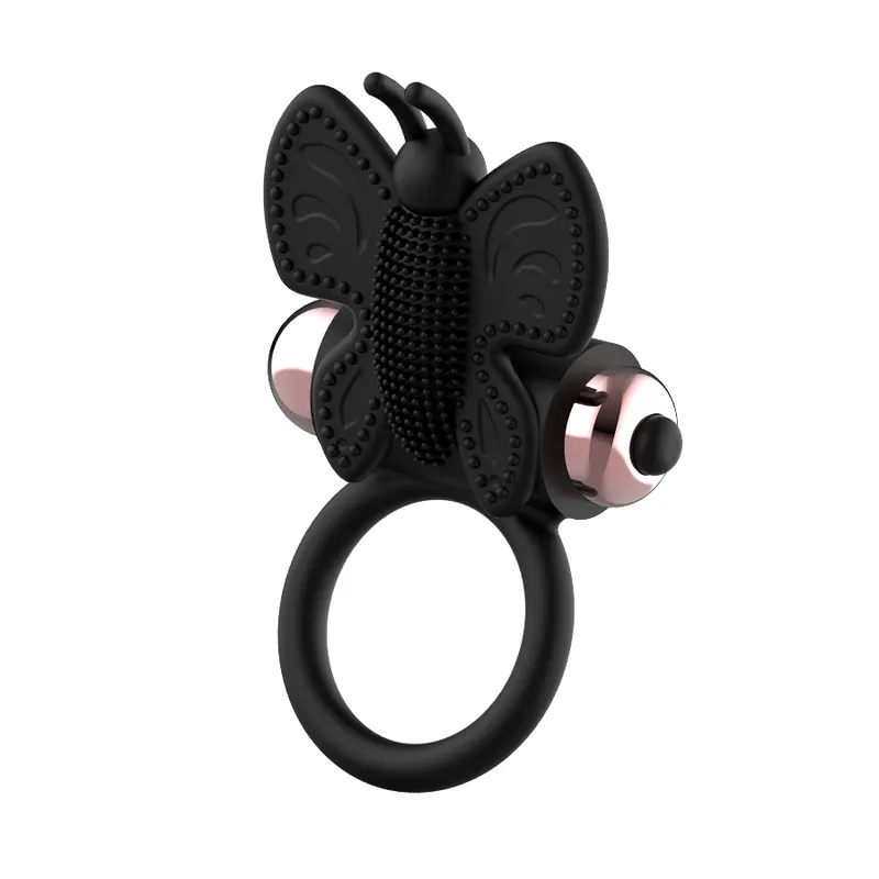 Coquette Cock Ring Butterfly  With Vibrator Black/ Gold