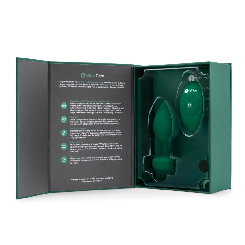 B-Vibe - Vibrating Jewel Plug M/L Emerald 11