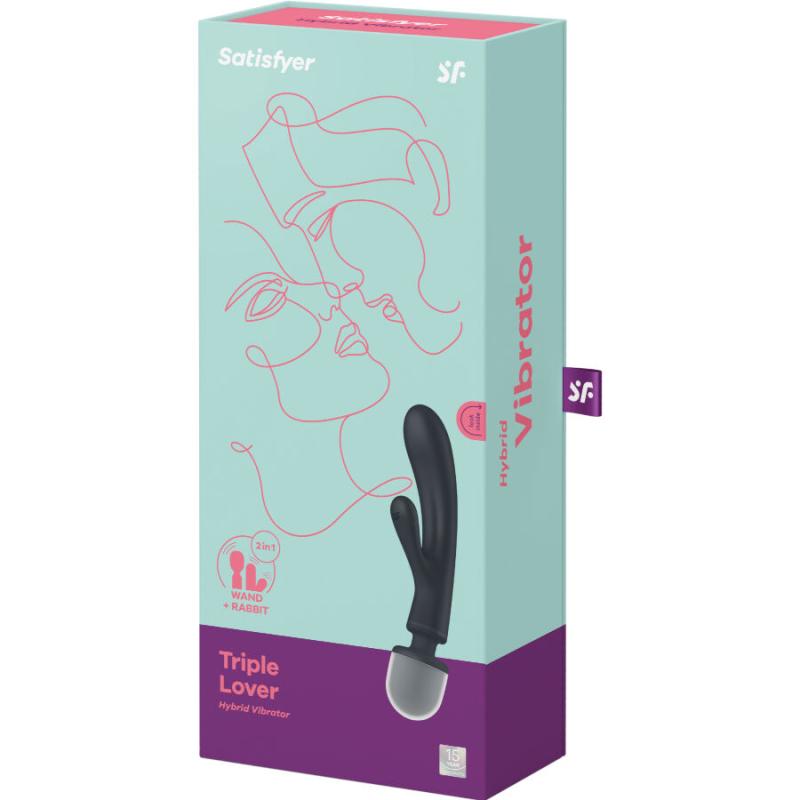 Satisfyer - Triple Lover Rabbit Vibrator Massager Grey - Masážna hlavica a vibrátor 6