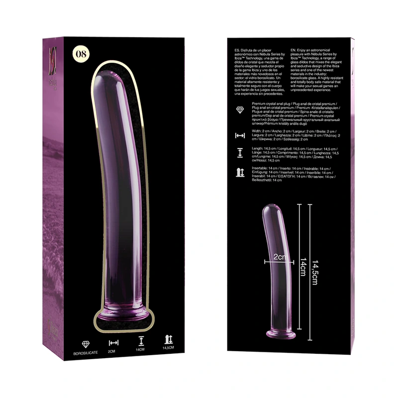 Nebula series by ibiza - model 8 dildo borosilicate glass pink 14.5 cm -o- 2 cm 5