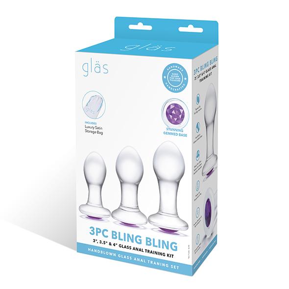 Glas - Bling Bling Glass 3 Pc Anal Training Kit - Sada Sklenených Análnych Kolíkov