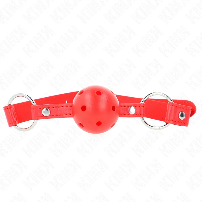 Kink - Breathable Ball 4 Cm Gag With Double Rivet Model 1 Red 62.5 X 2.5 Cm Adjustable 42-