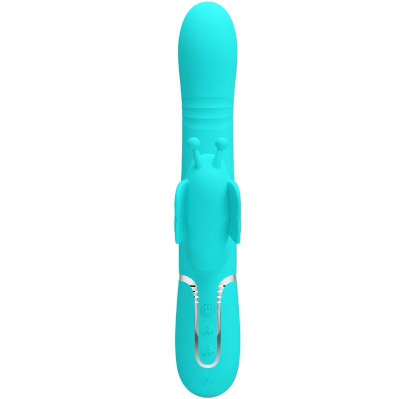 Pretty Love - Multifunction Rabbit Vibrator 4 In 1 Butterfly Aqua Green