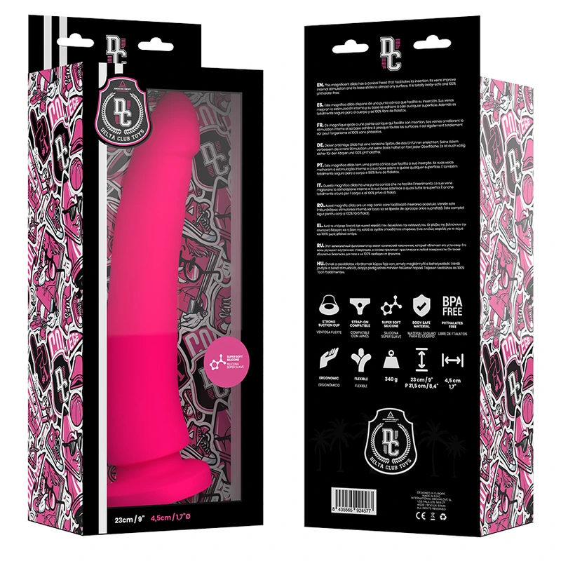 Delta club - toys pink dildo medical silicone 23 cm -o- 4.5 cm 5