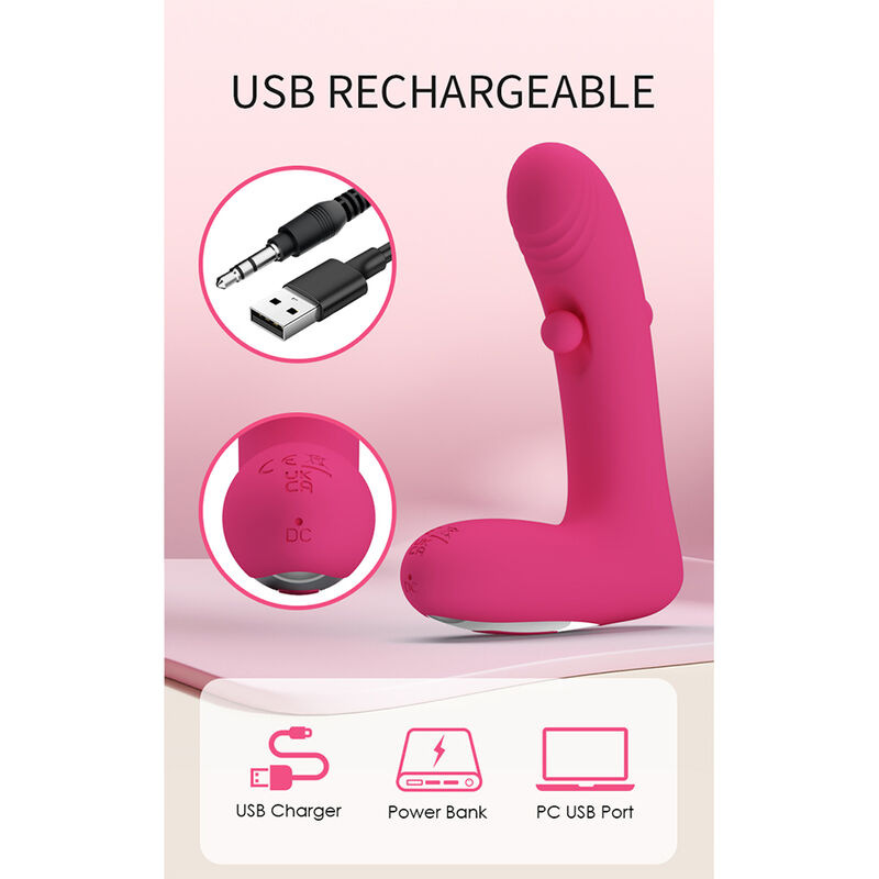 Pretty love - duden rechargeable silicone vibrator 12 vibration modes and 3 rocking modes pink 7