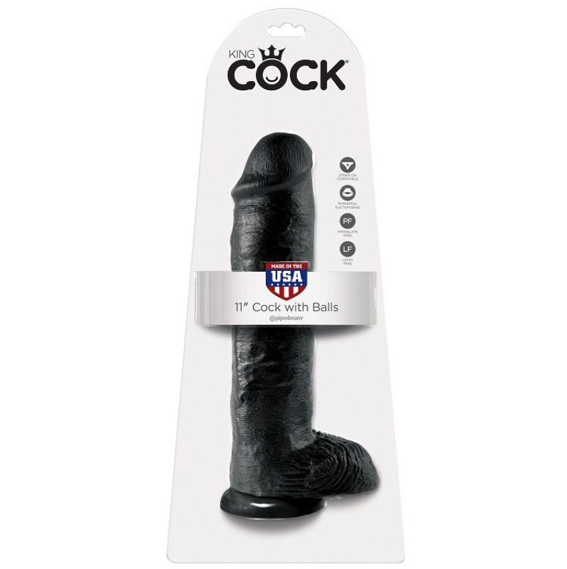 King cock - dildo black with balls 28 cm 4