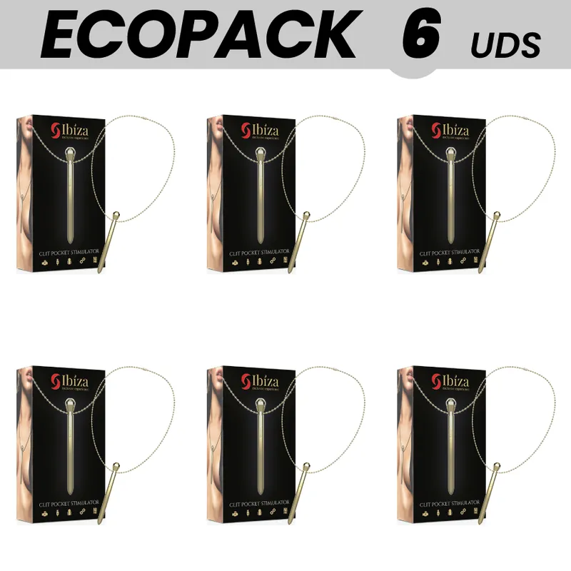 Ecopack 6 Units -  Ibiza Clit Pocket Stimulator (Necklace) Usb Charger 12 Vibration Modes