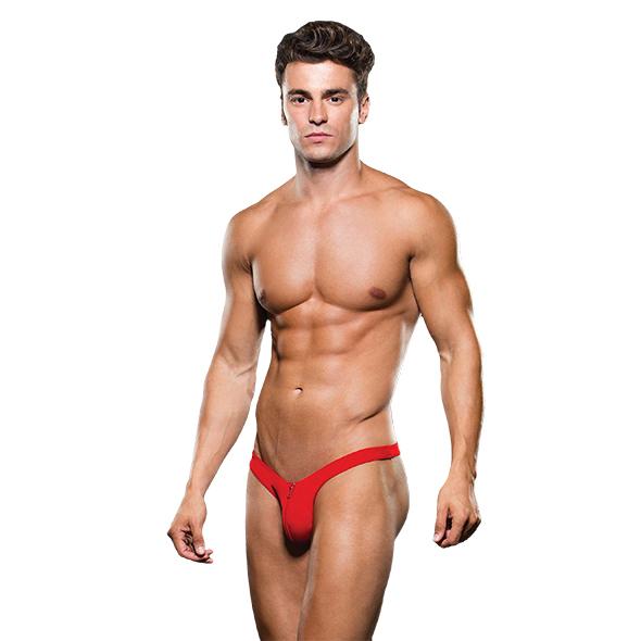 Envy - Microfiber Lowrise Zip Thong Red M/L