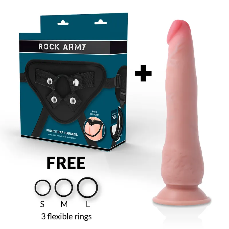 Rockarmy Harness + Dual Density Crusader 21,5cm - Pripínací penis 1