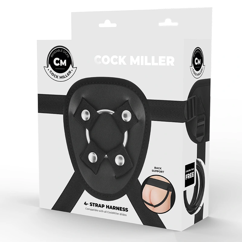 Cock miller - harness + silicone density articulable cocksil black 24 cm 12