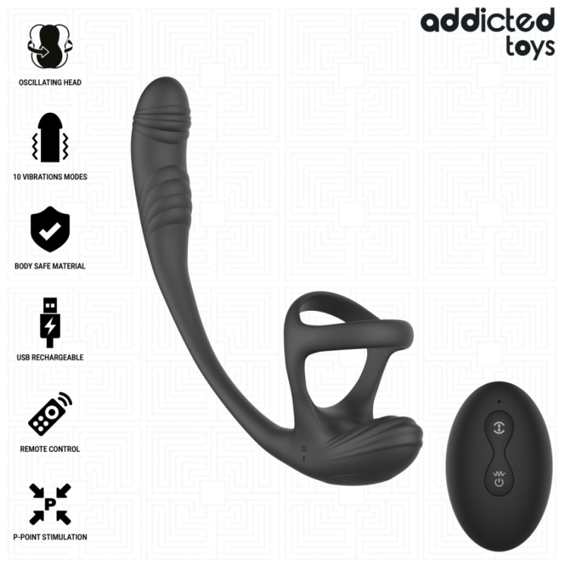 Addicted toys - anal plug with vibration and 360º waving and testicle stimulator 8