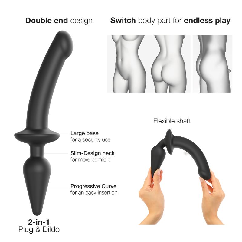 Strap-On-Me - Switch Plug-In Semi-Realistic Dildo Black S 2
