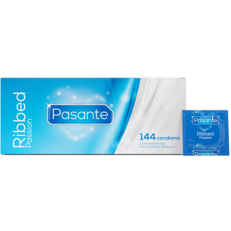 Pasante - ribbed passion condoms box 144 units 1