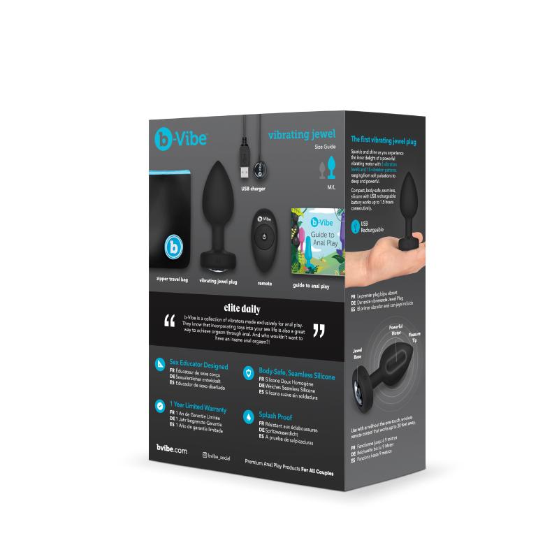 B-Vibe - Vibrating Jewel Plug M/L Black Diamond 4
