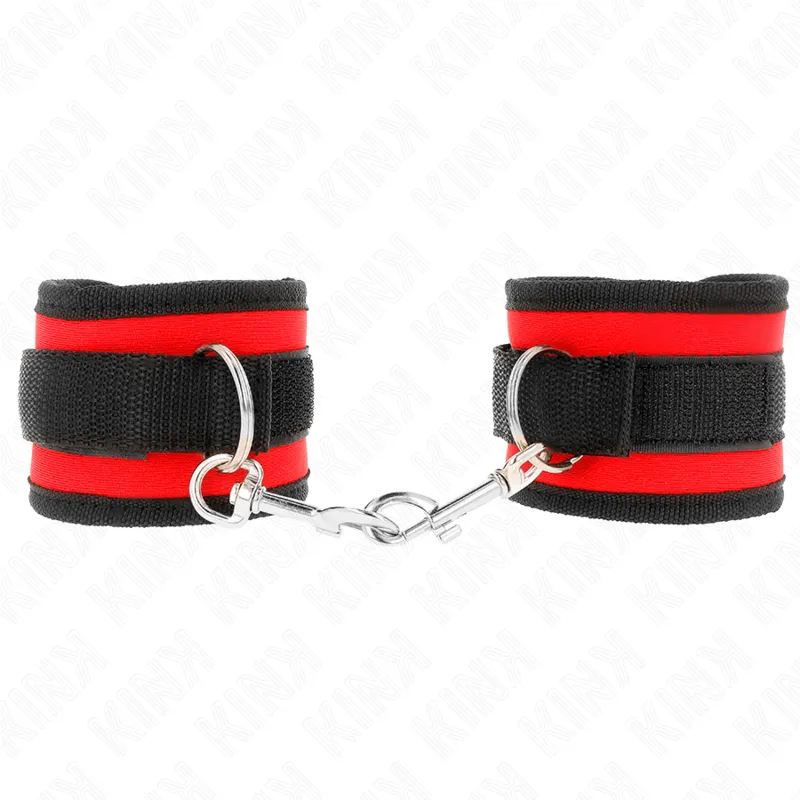 Kink - Nylon Bind Hook&Loop Wrist Restraints Red-Black Model 2 Adjustable 18-35 Cm X 6 Cm