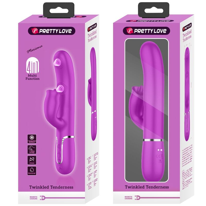 Pretty love - rabbit vibrator with licking fuchsia 3