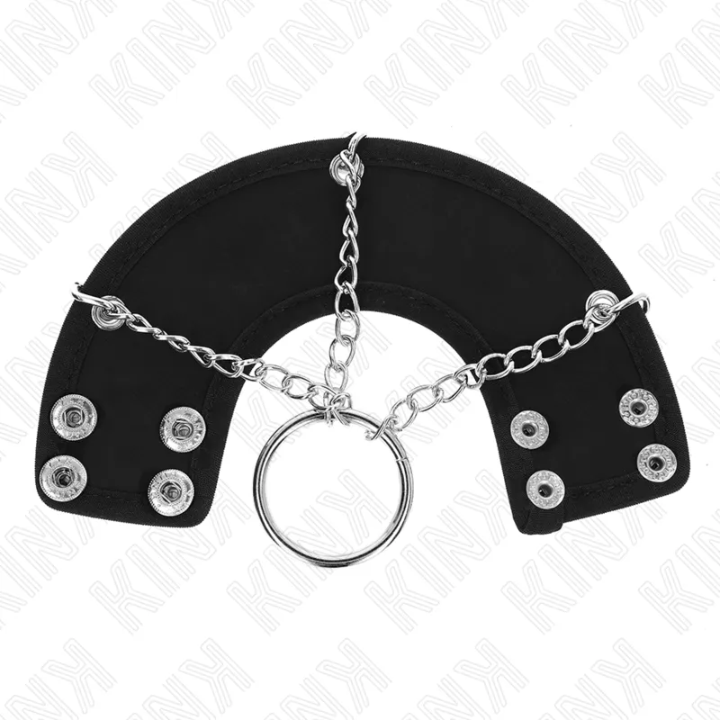 Kink - penis ring 4 cm chain 7 cm metal with leather belt