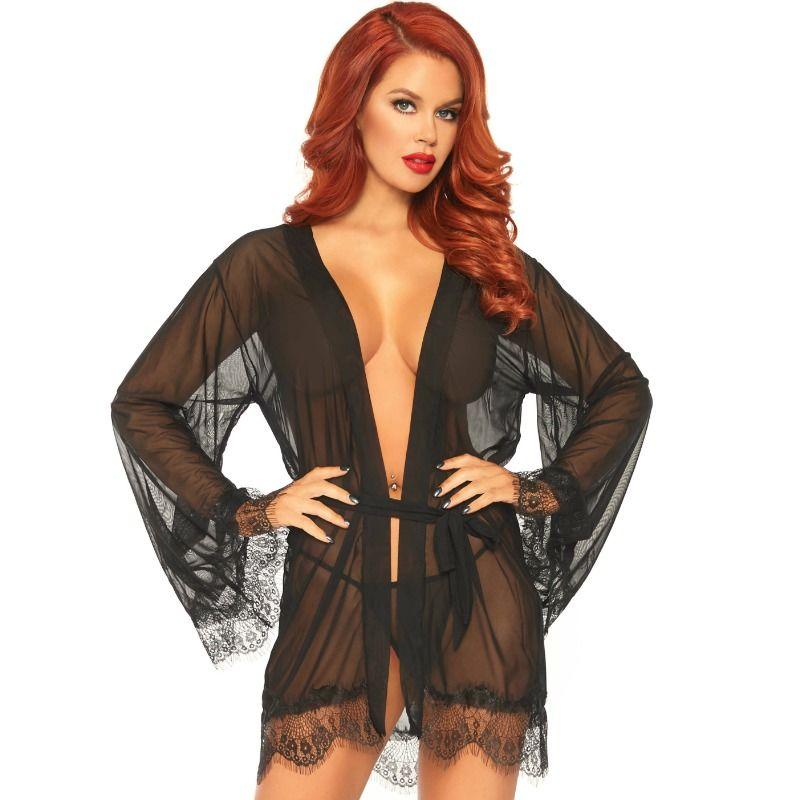 Leg Avenue Sheer Robe With Flared Sleeves M/L