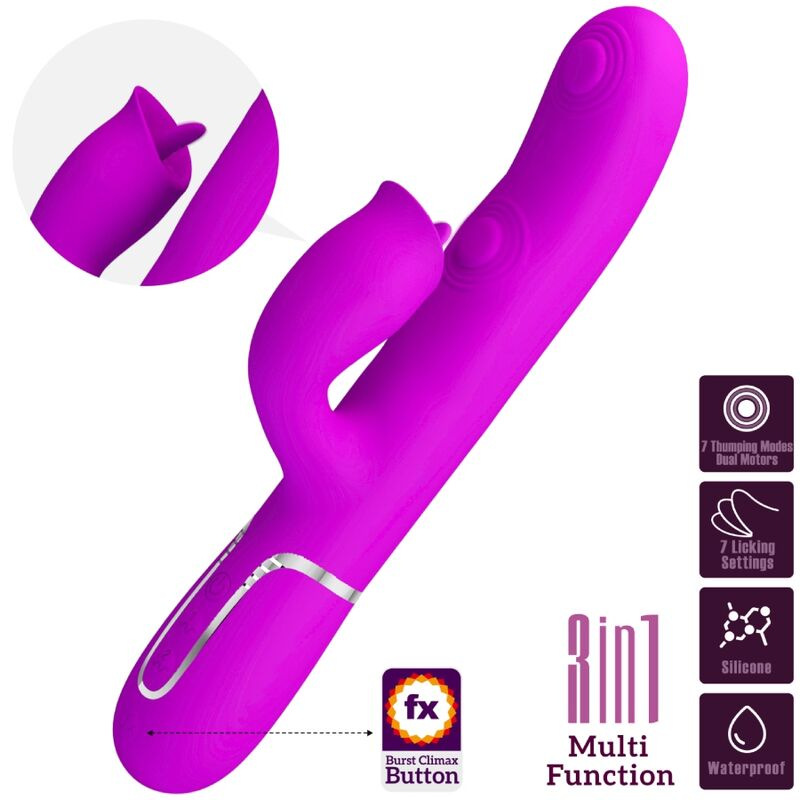 Pretty love - rabbit vibrator with licking fuchsia 2