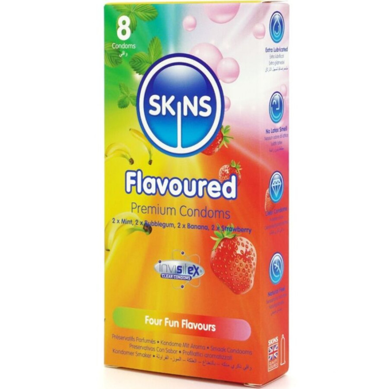 Skins - multi flavors premium condoms pack 8 1