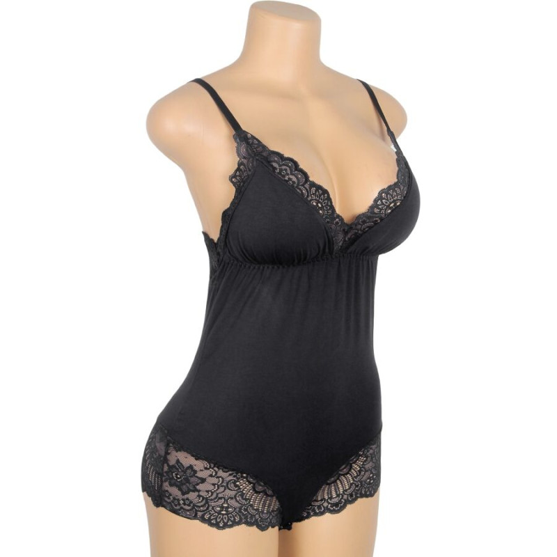 Subblime - Black Floral Lace Detail Teddy S/M 6