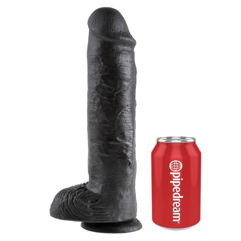 King cock - dildo black with balls 28 cm