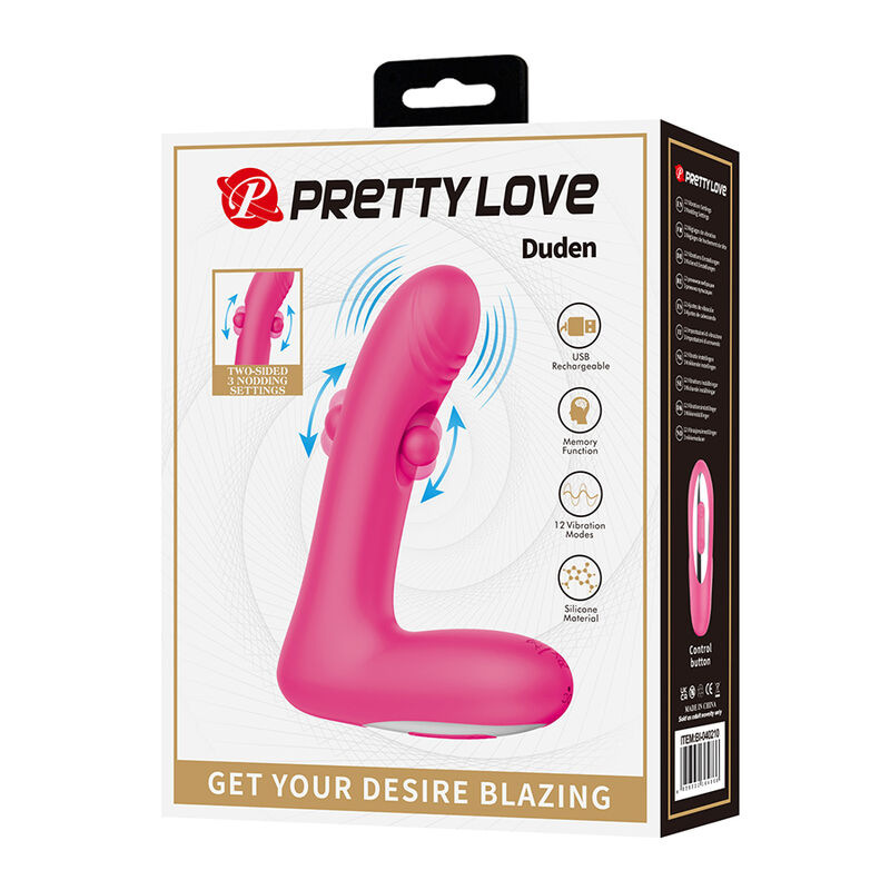Pretty love - duden rechargeable silicone vibrator 12 vibration modes and 3 rocking modes pink 17