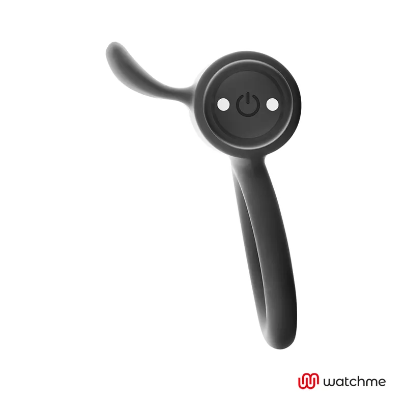 Black&Silver Cameron Remote Control Cockring Watchme - Vibračný Krúžok 3