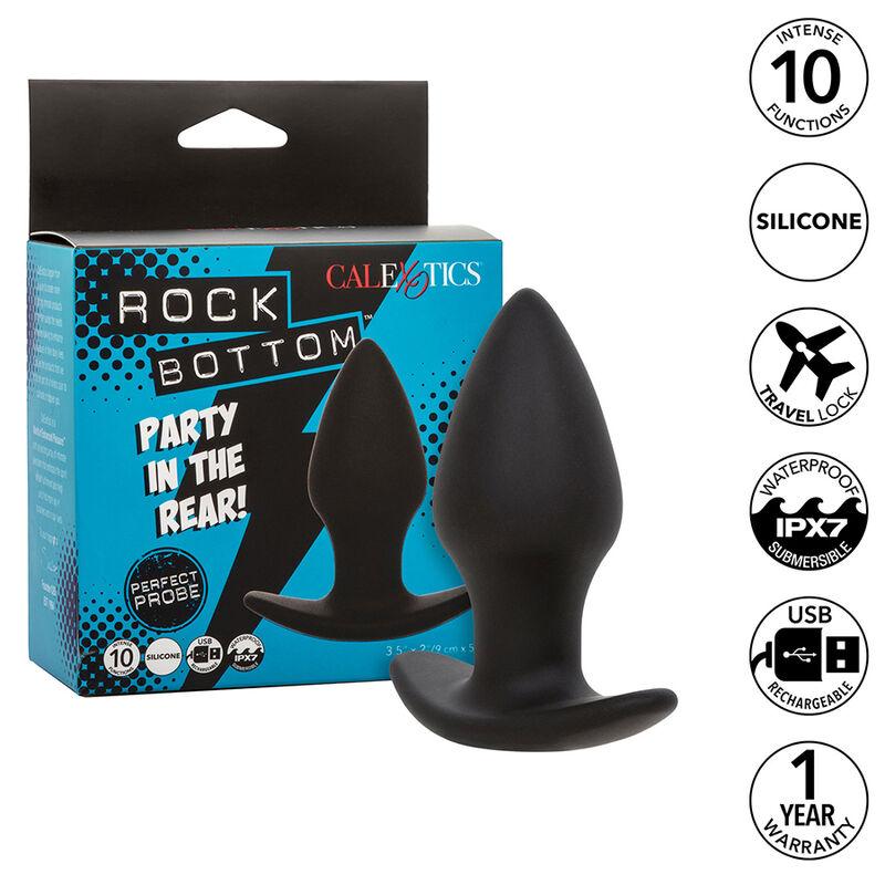 Calexotics - Rock Bottom Perfect Anal Plug 10 Vibrations Silicone Black