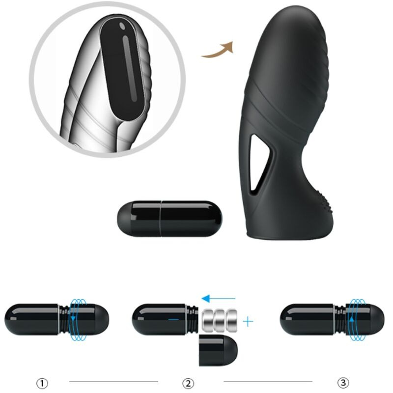 Pretty love - alan silicone finger vibrator black 7