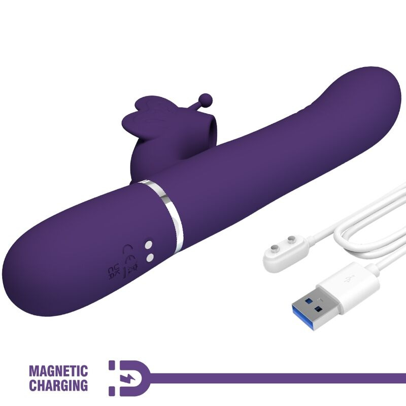 Pretty love - multifunction rabbit vibrator 4 in 1 butterfly purple 8