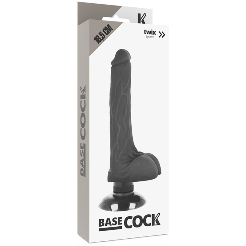 Basecock - realistic vibrator 2-1 black 18.5 cm -o- 4 cm 4
