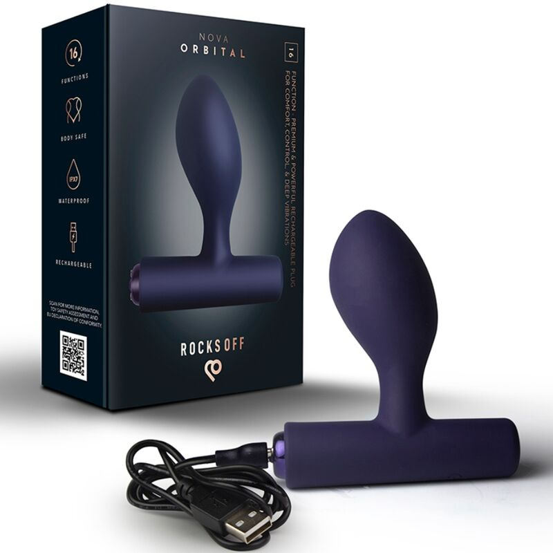Rocks-off - nova orbital rechargeable premium & powerful anal plug 16 function blue