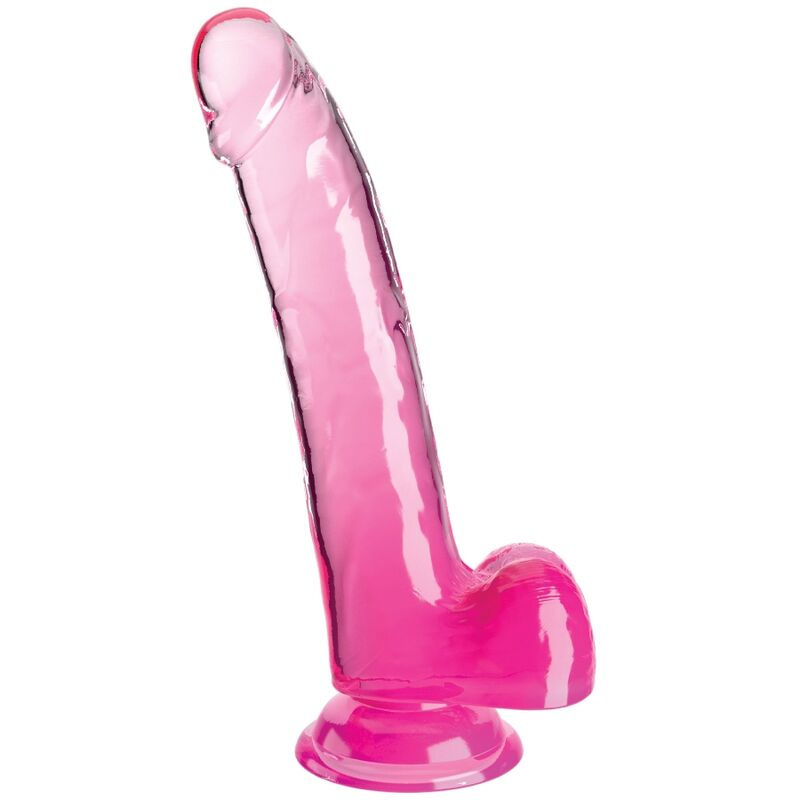 King cock - clear dildo with testicles 20.3 cm pink