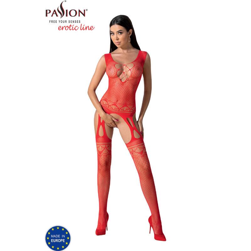 Passion - Bs099 Bodystocking Red One Size - Sieťovaný Erotický Overál