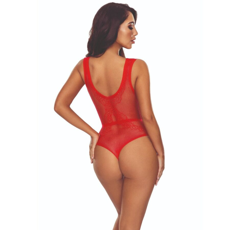Passion - bs115 bodystocking grid red 1