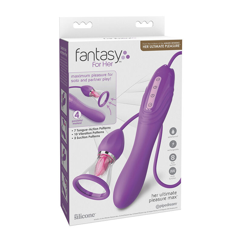 Fantasy for her - ultimate pleasure max suction hose with stimulating tongue purple 4