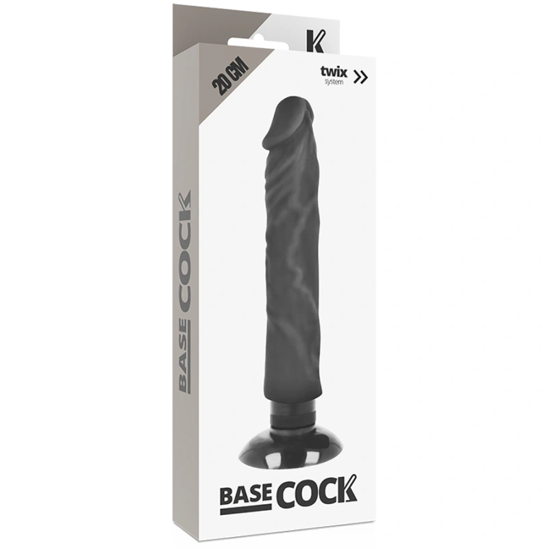 Basecock - realistic vibrator 2-1 black 20 cm -o- 4 cm 4