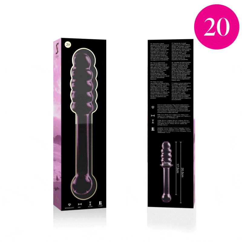 Nebula series by ibiza - model 20 dildo borosilicate glass pink 20.5 cm -o- 3 cm 3