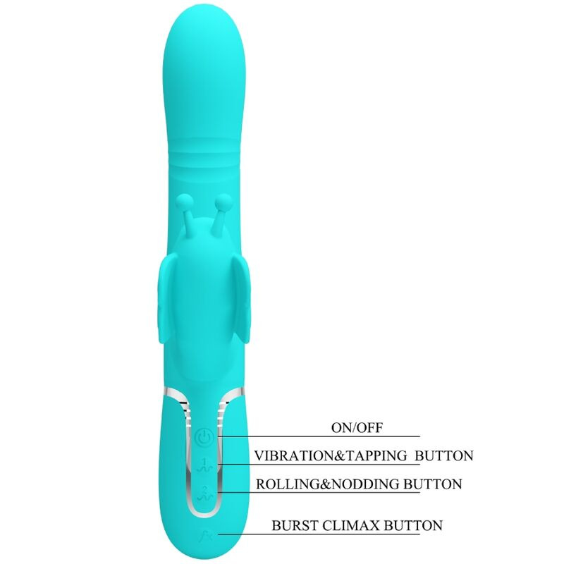 Pretty love - multifunction rabbit vibrator 4 in 1 butterfly aqua green 7