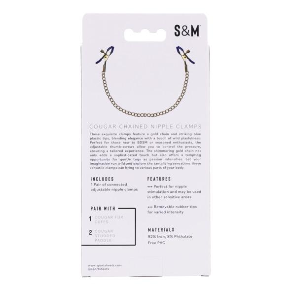 Sportsheets - Cougar Chained Nipple Clamps Gold 7