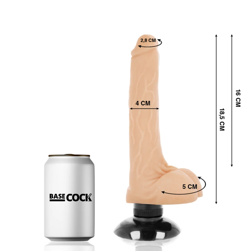 Basecock - realistic vibrator 2-1 flesh 18.5 cm -o- 4 cm 1