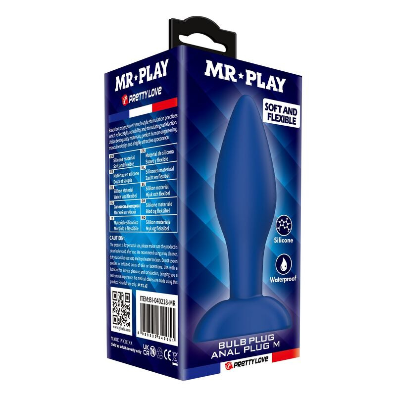 Mr play - tapered silicone anal plug blue m 2