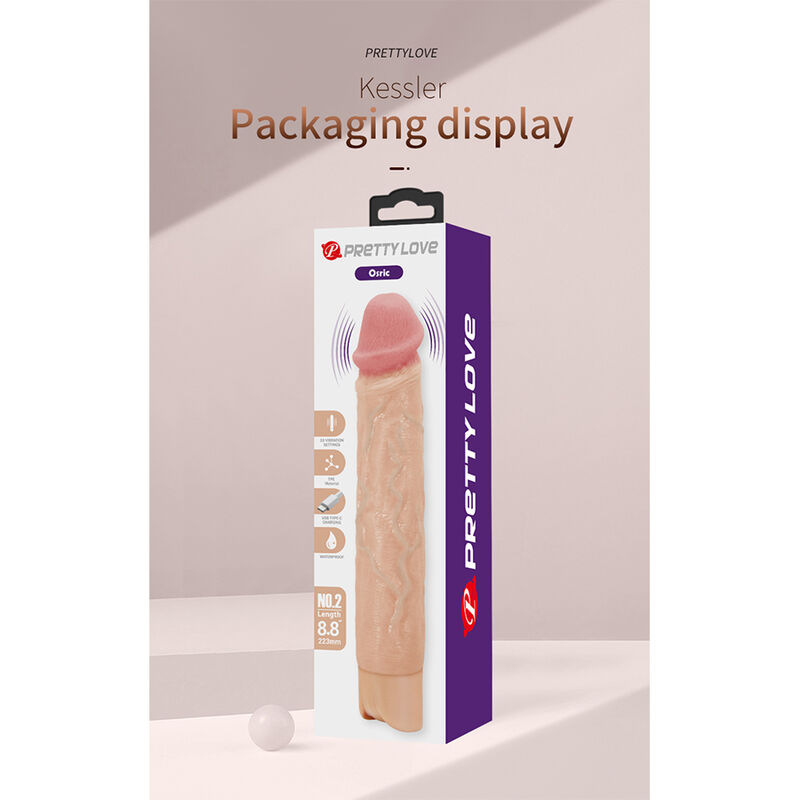 Pretty love - kessler realistic vibrating dildo with 10 vibration modes and 10 throws, 22 cm natural 12