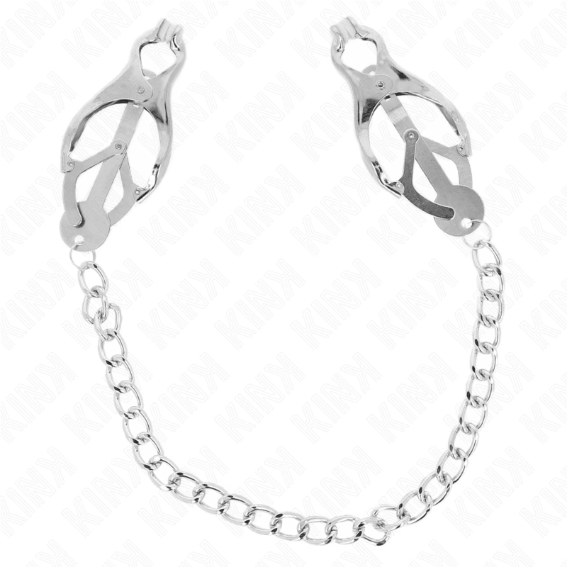 Kink - japanese clover nipple clamps with chain silver 30 cm 3