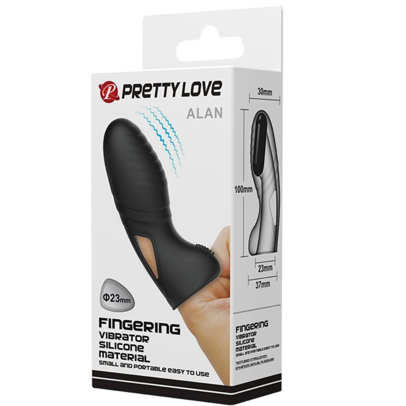Pretty love - alan silicone finger vibrator black 8