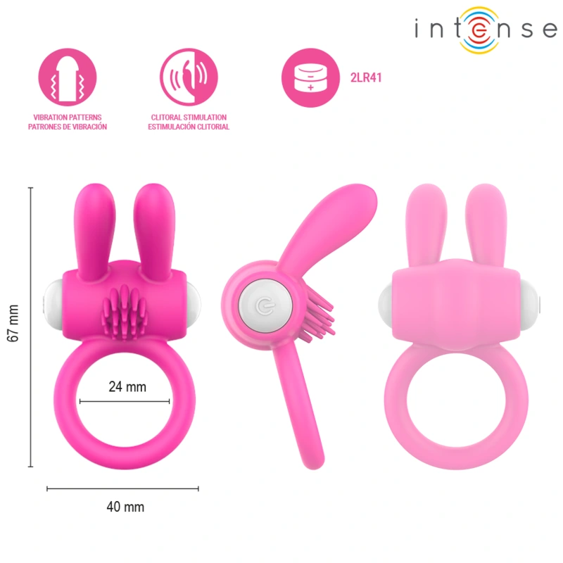 Intense - hopps vibrating penis ring with clitoral stimulation pink 3