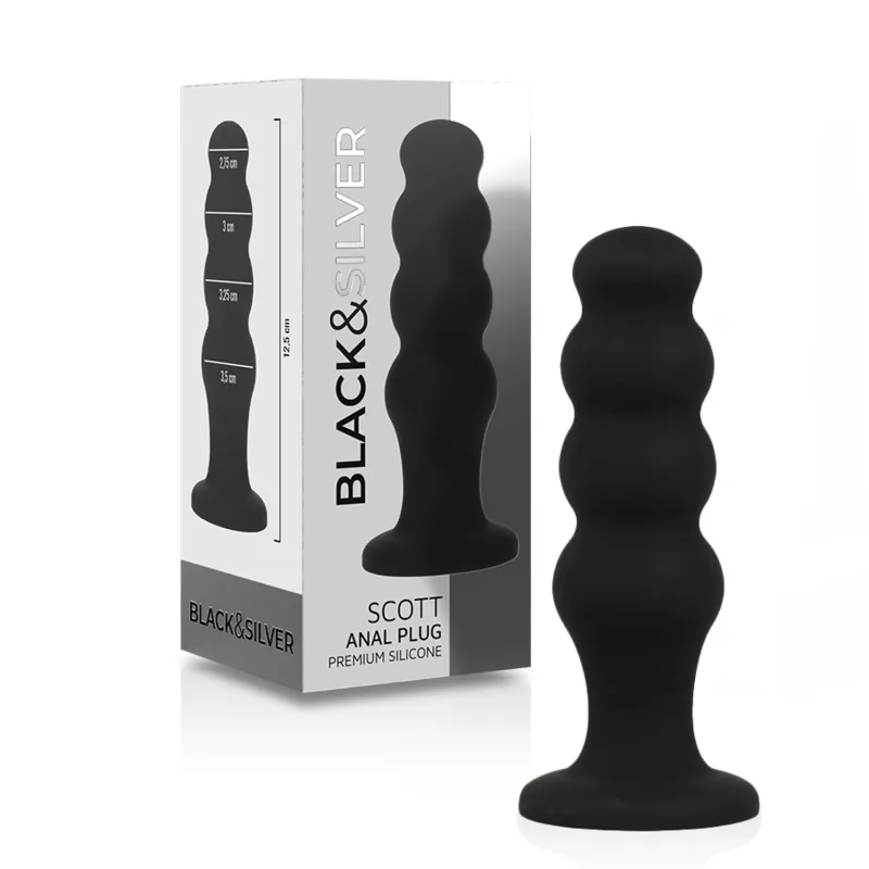 Black&Silver Scott Premium Silicone Anal Plug Black - Análny Kolík